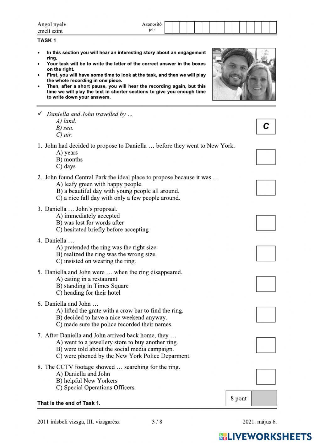 Angol érettségi listening 2021