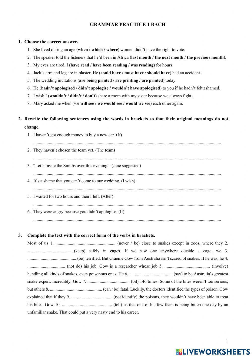 Grammar review 1 bach