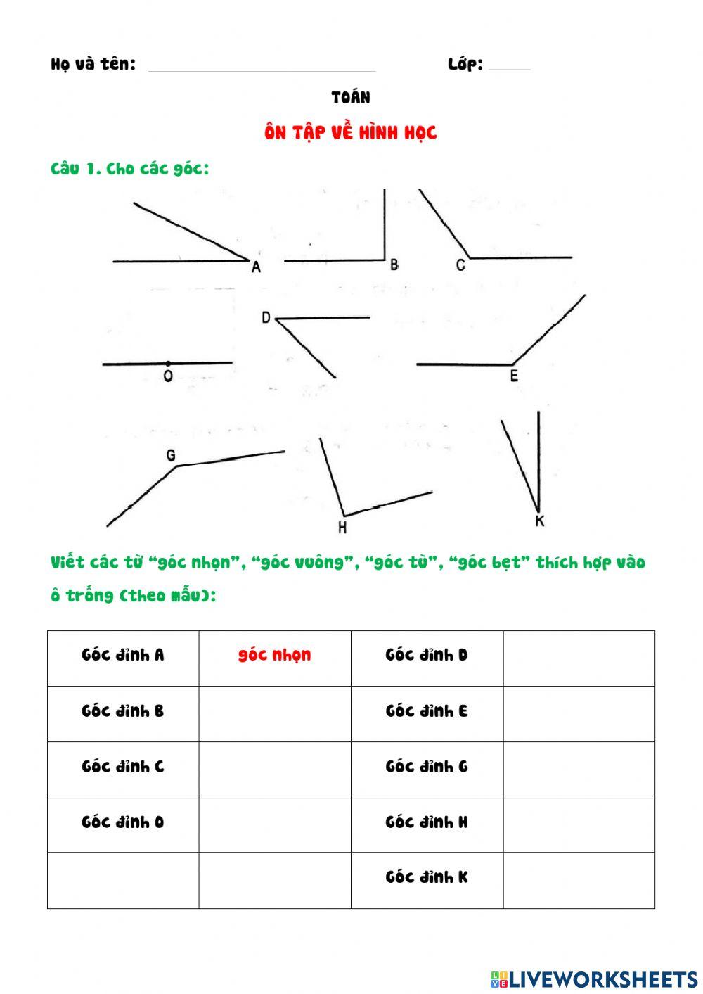 Ôn tập Hình học