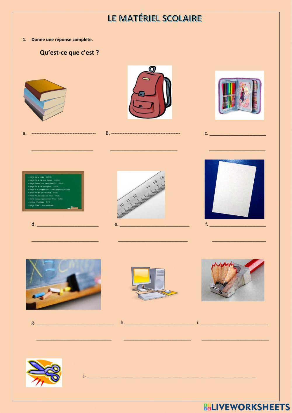 Le matériel scolaire