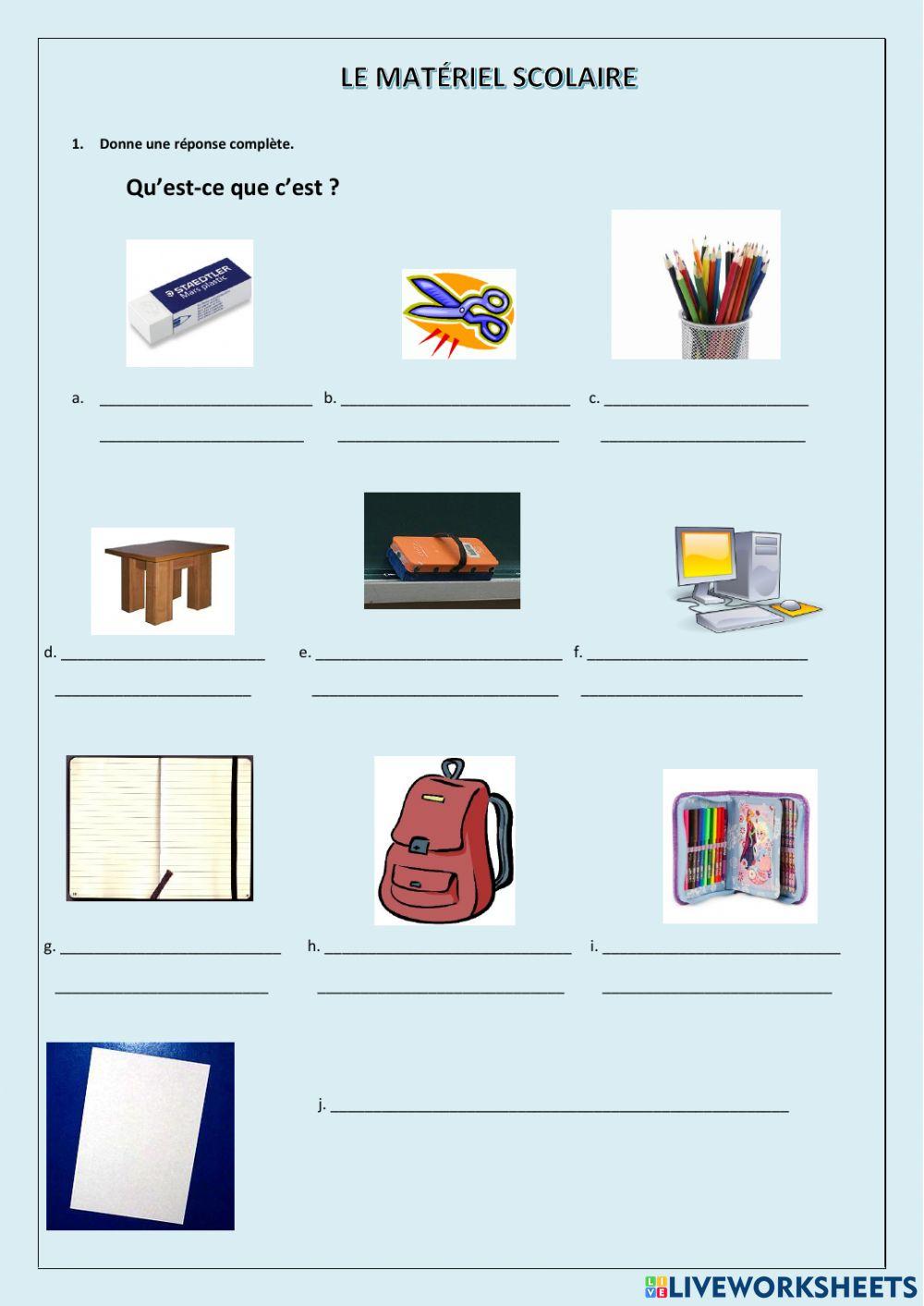 Le matériel scolaire