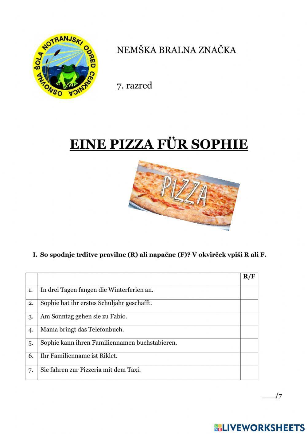 Eine Pizza für Sophie