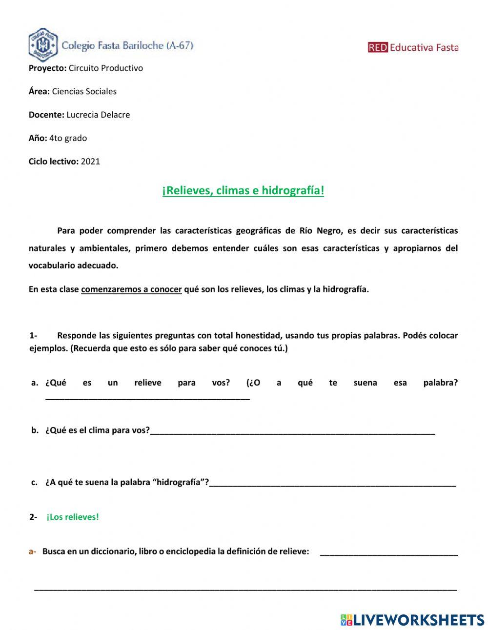 Relieve, clima, hidrografía