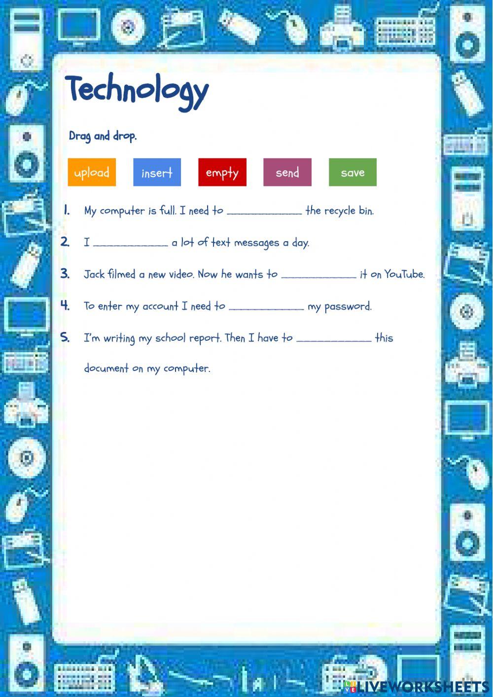 Technology interactive exercise for 6 | Live Worksheets
