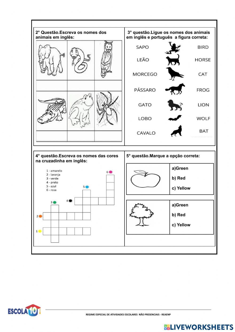 Inglês- 6 ano -Anaias -Revisão -11-05 a 28-05