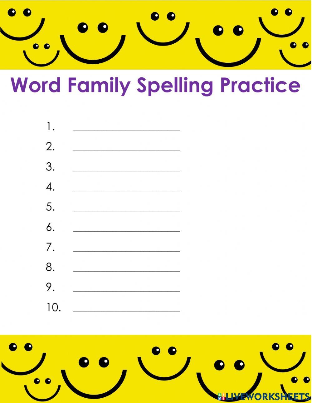 Word Family Spelling Practice