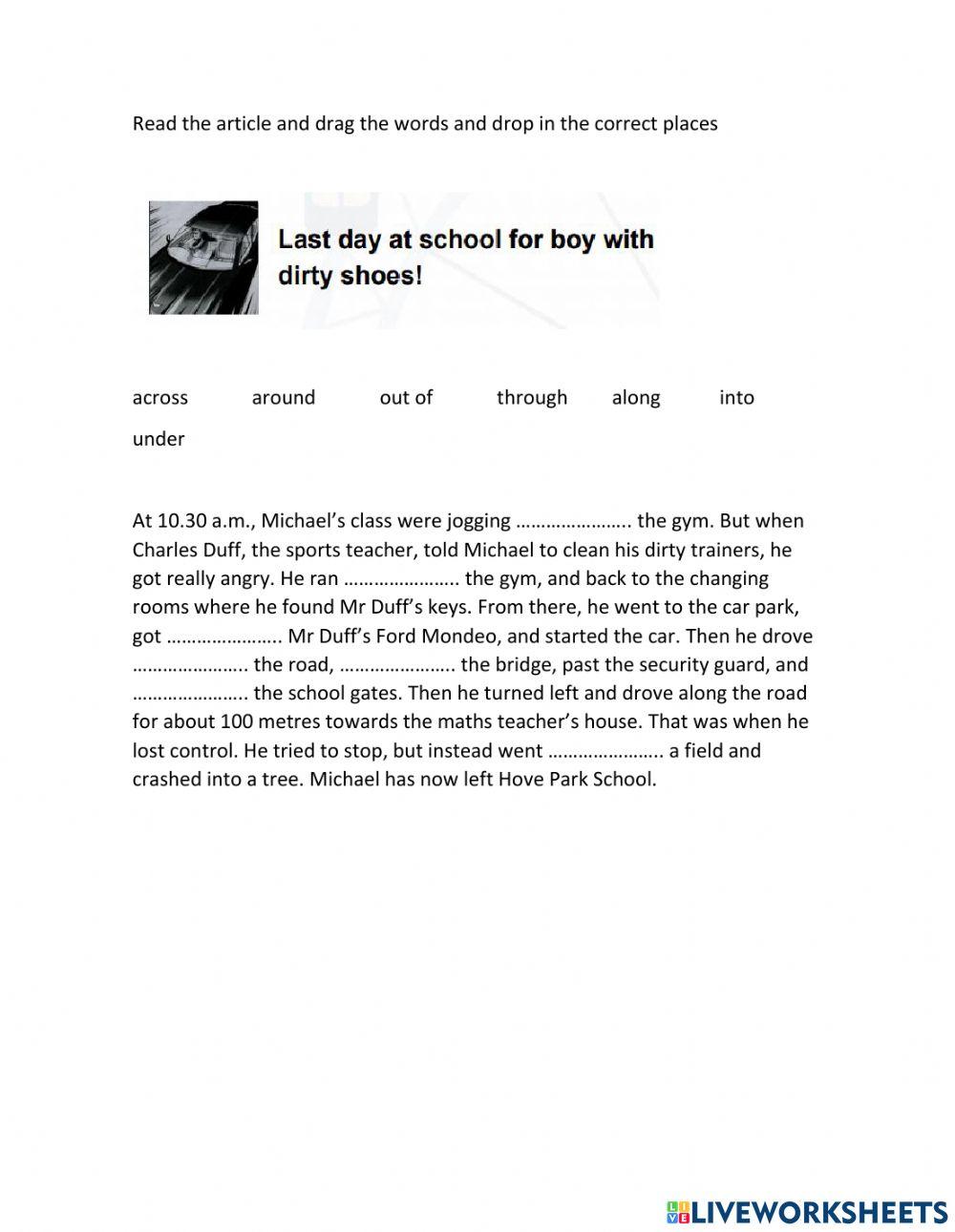 Prepostions of movement (drag and drop)