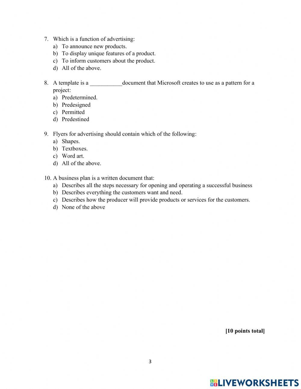 End of Year Examinations Grade 9