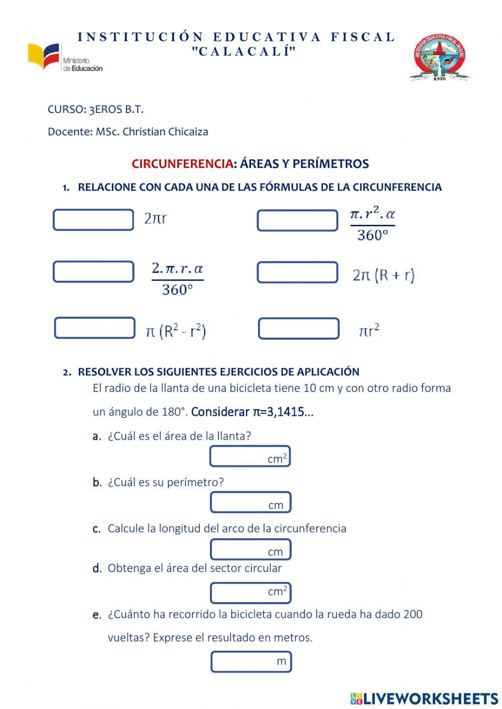 Circunferencia: área y perímetros