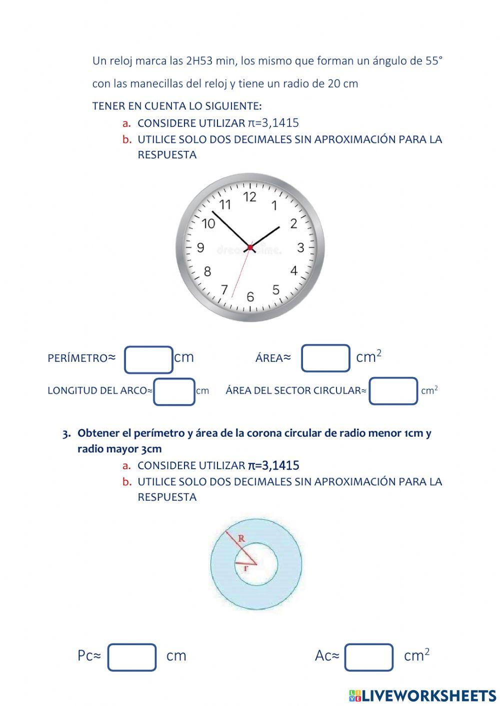 Circunferencia: área y perímetros