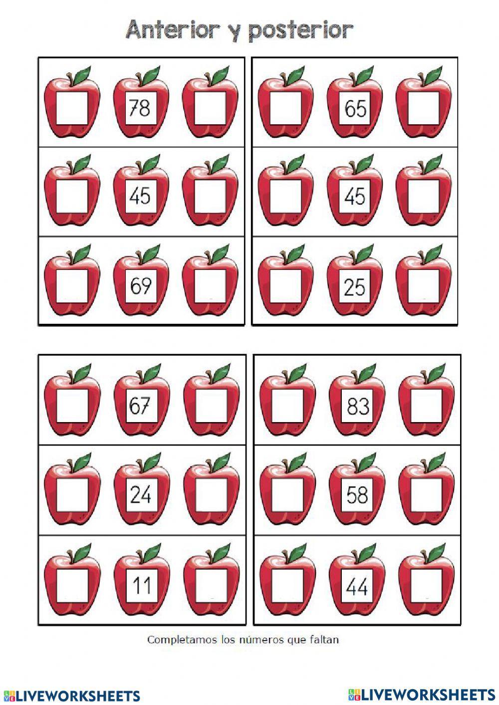 Ficha numeros anterior y posterior