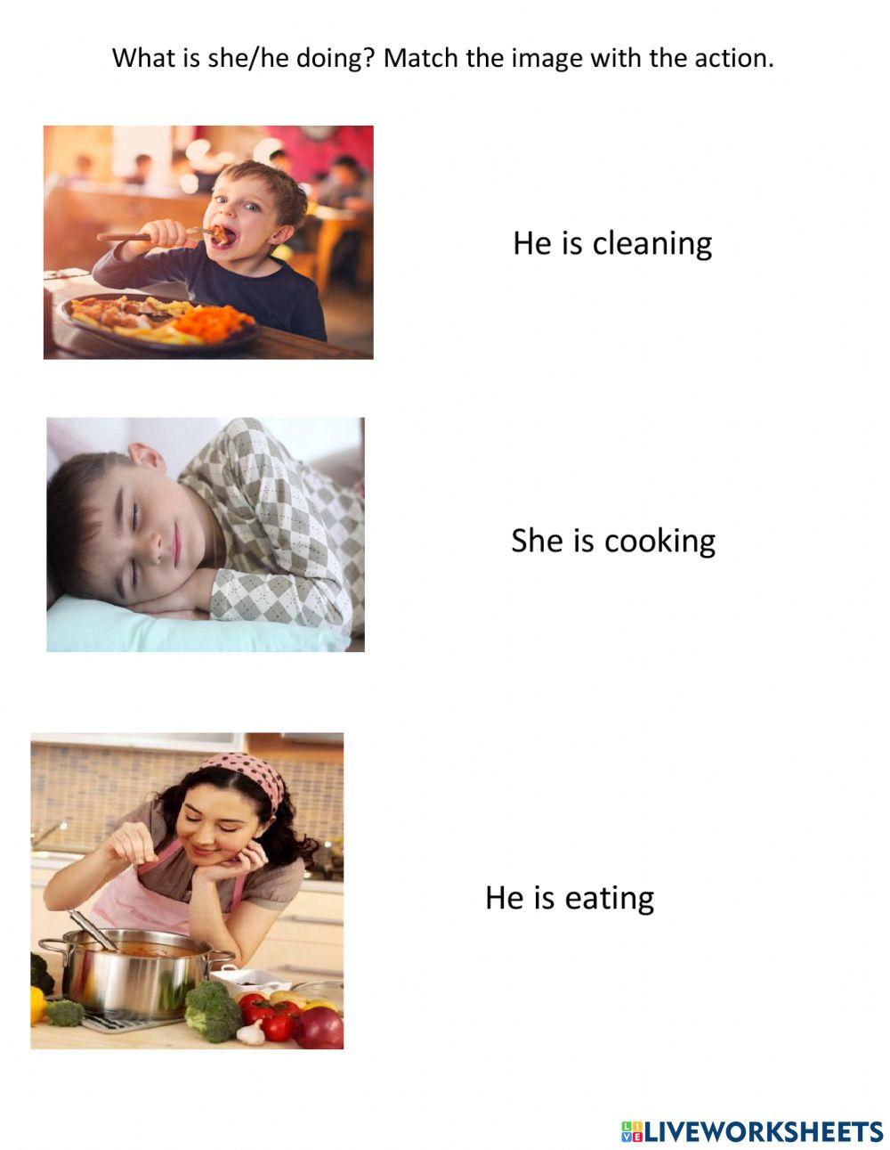 What is she-he doing?