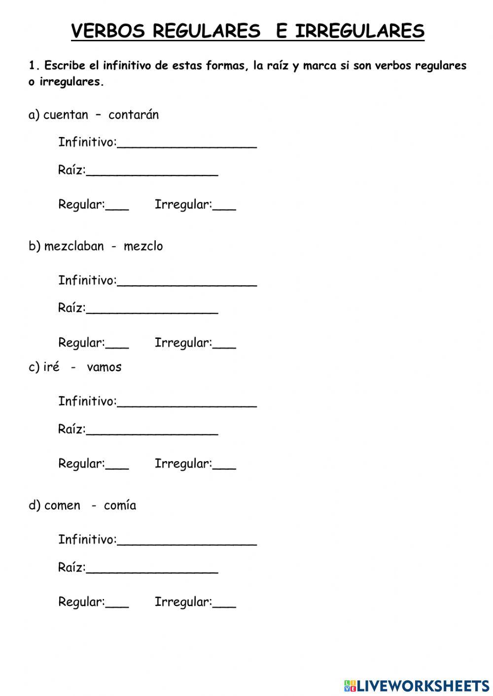 Los verbos regulares e irregulares