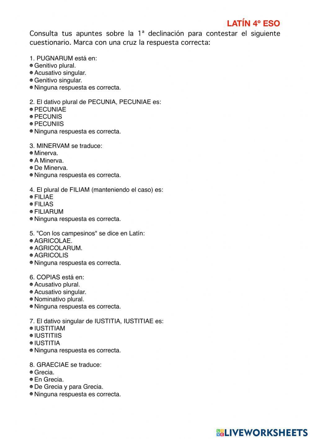 Repaso: 1ª declinación de latín