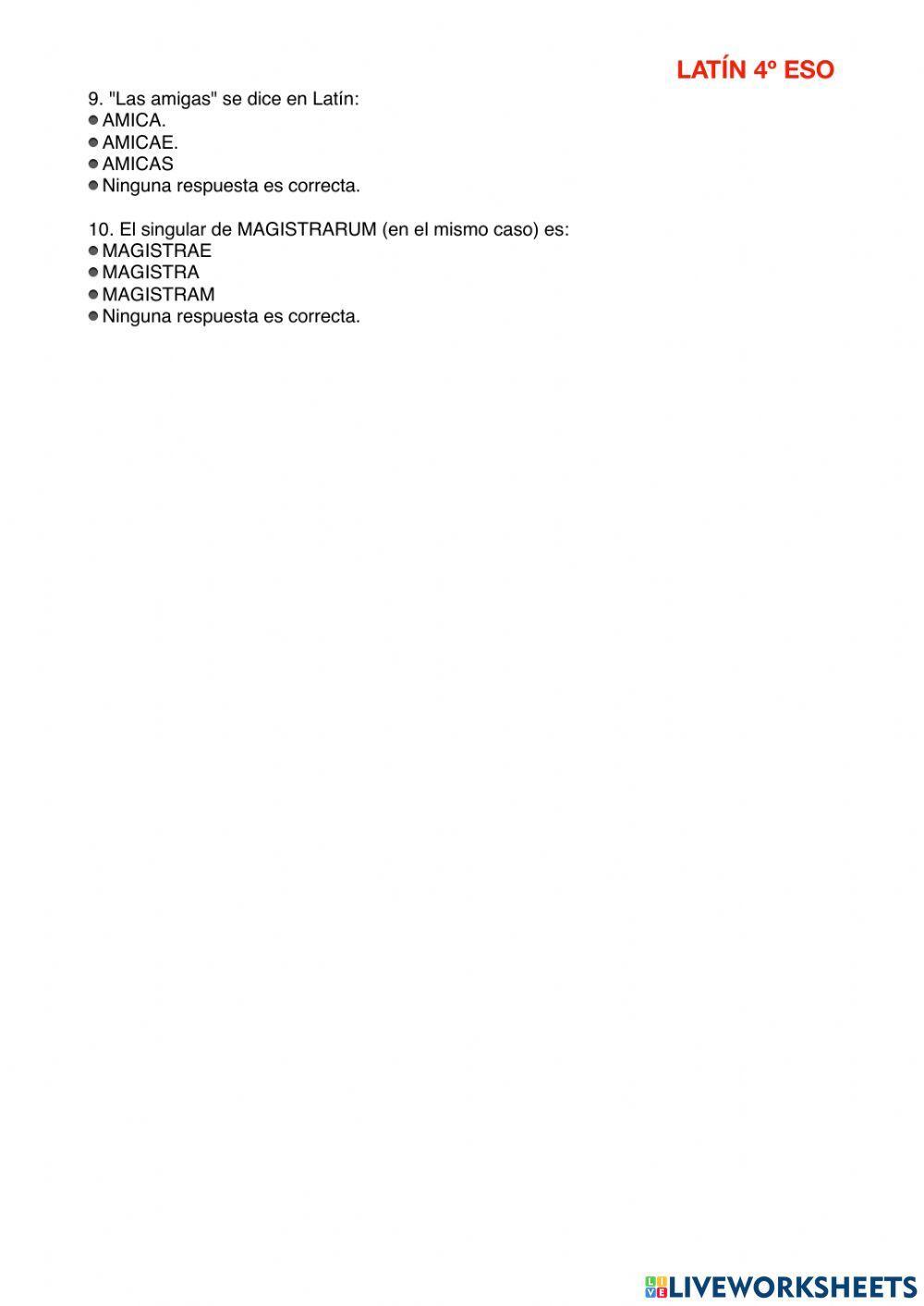 Repaso: 1ª declinación de latín