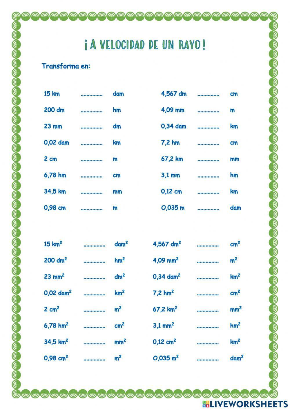 Transforma unidades de longitud y de superficie