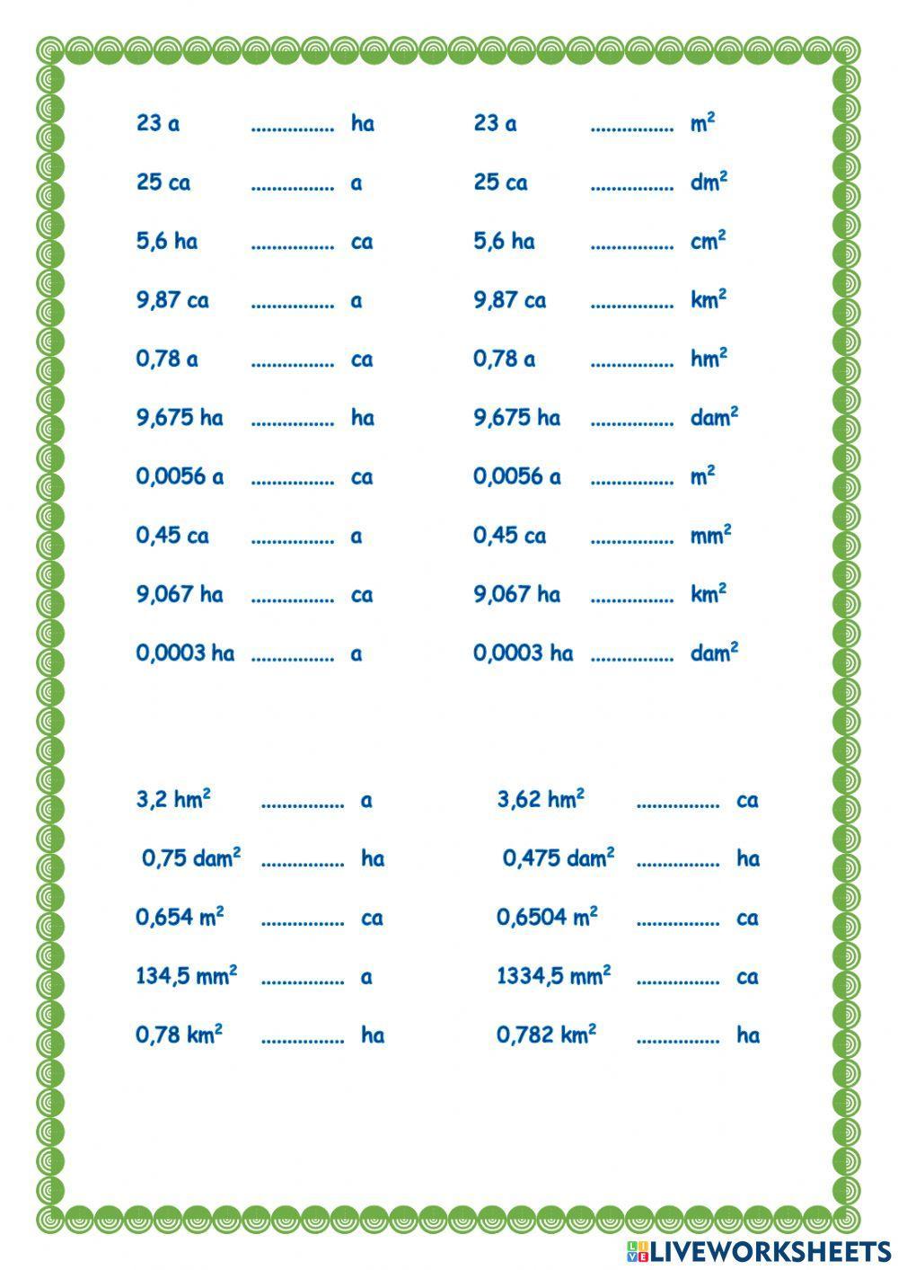 Transforma unidades de longitud y de superficie