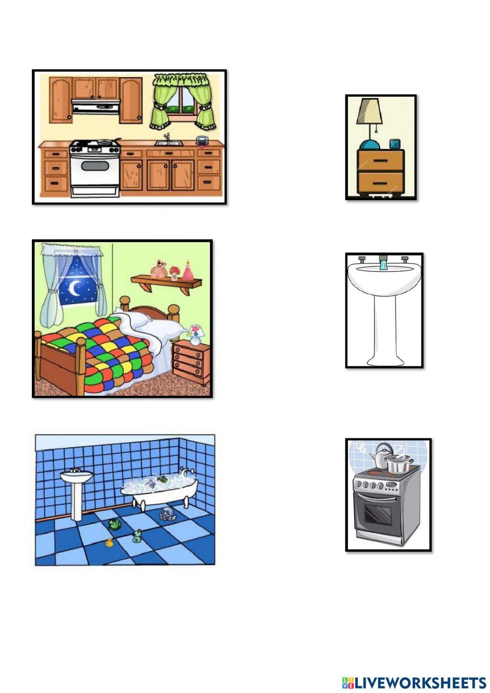 Associação imagens - partes da casa