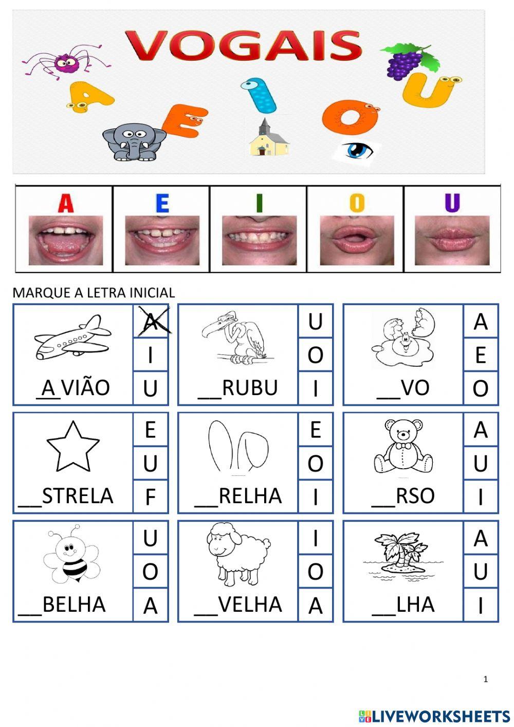 Vogais e consoante f