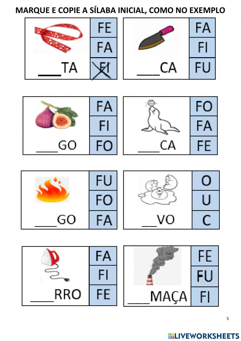 Vogais e consoante f