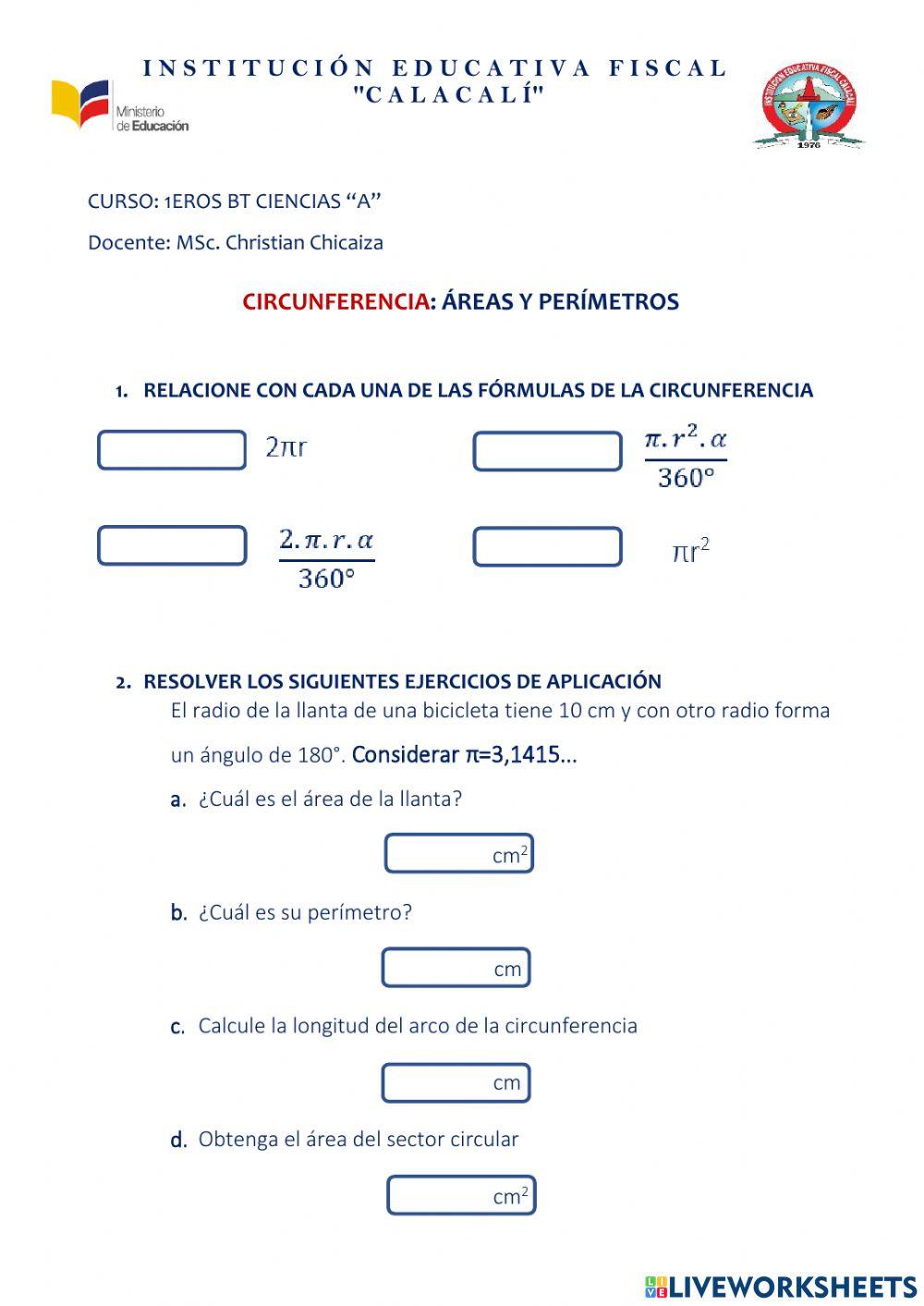 Circunferencia: área y perímetros