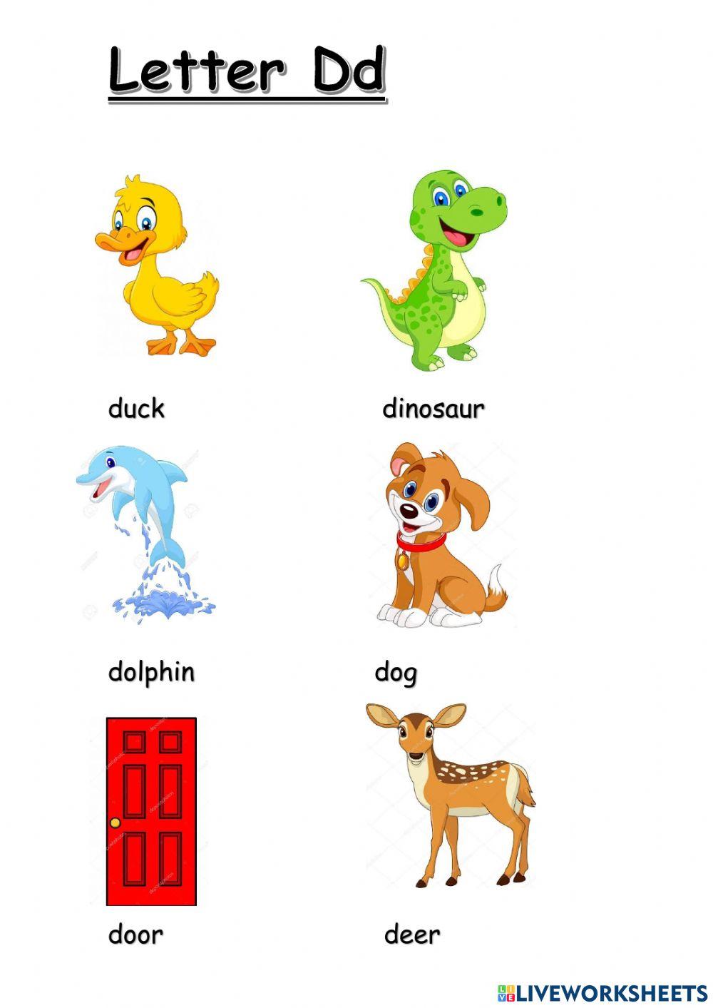 Letter Dd exercise for Beginners | Live Worksheets