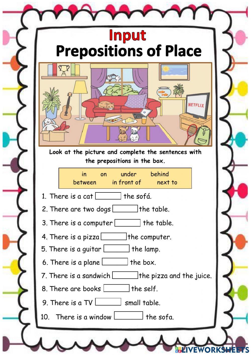 Prepositions of Place Prepositions of Place