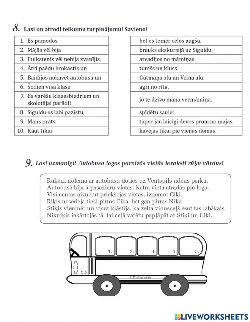 Vārdšķiras. Teksta izpratne.