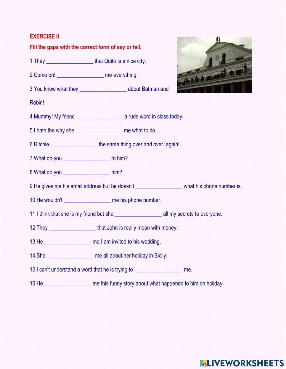 994936 Say vs tell ROCIO TORRES LiveWorksheets