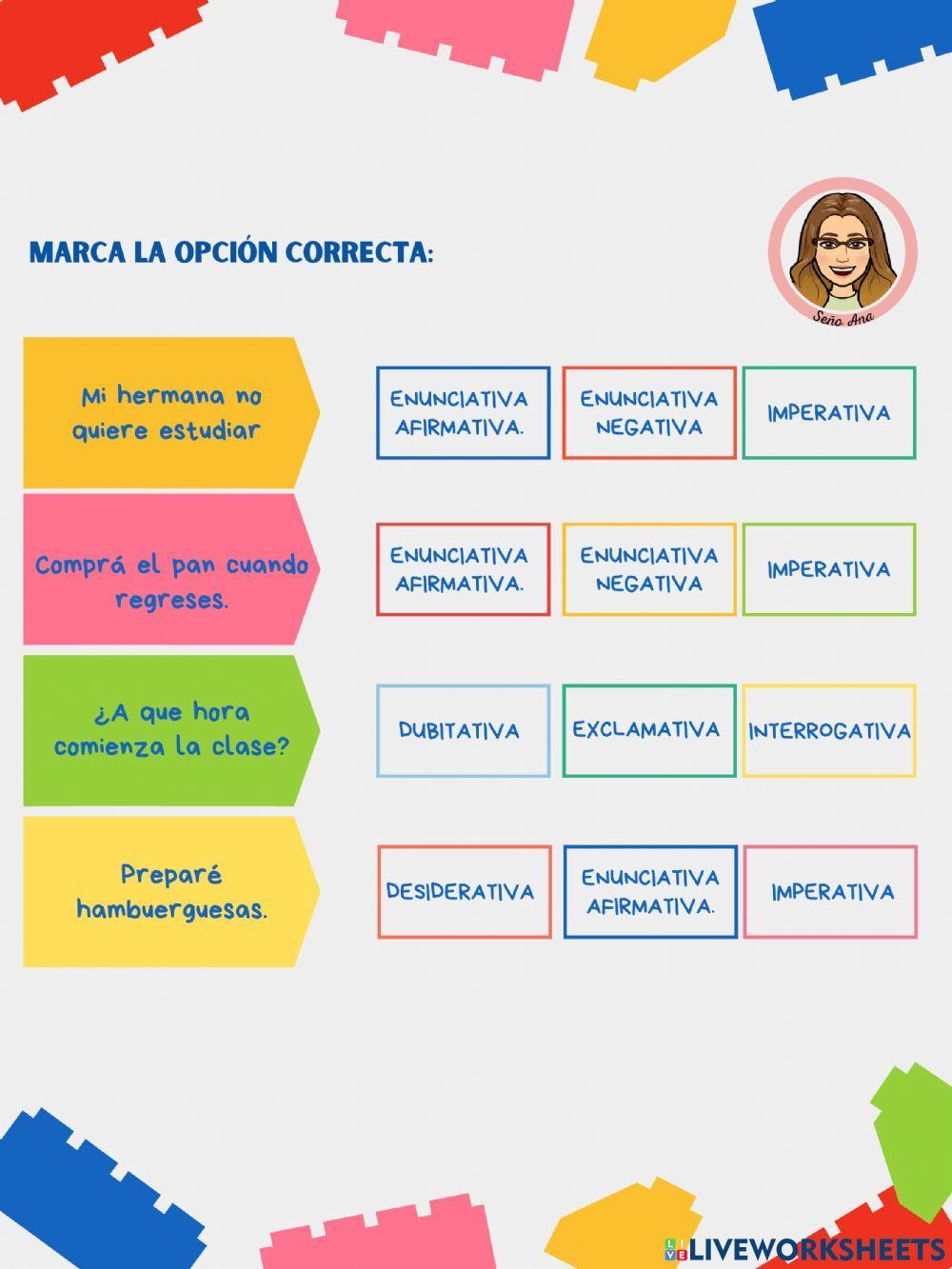 La oración según la actitud del hablante.