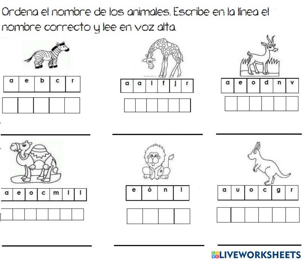 Nombres de animales