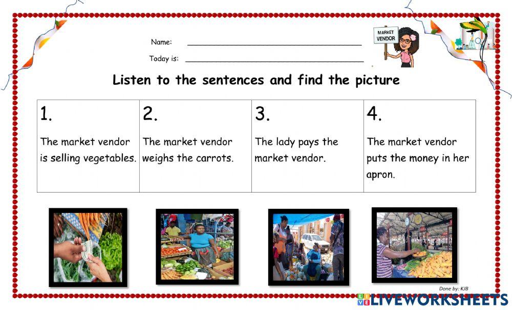 Putting Pictures in order - Market Vendor