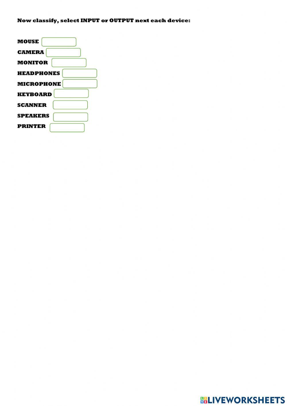 Input and output devices