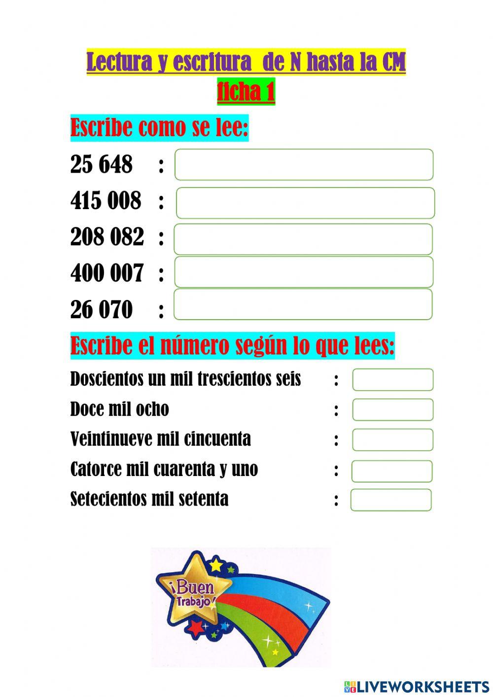 Lectura y escritura de N