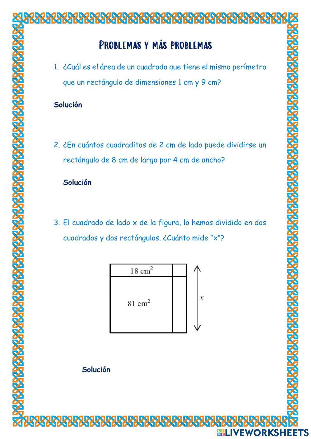 Problemas areas y perímetros