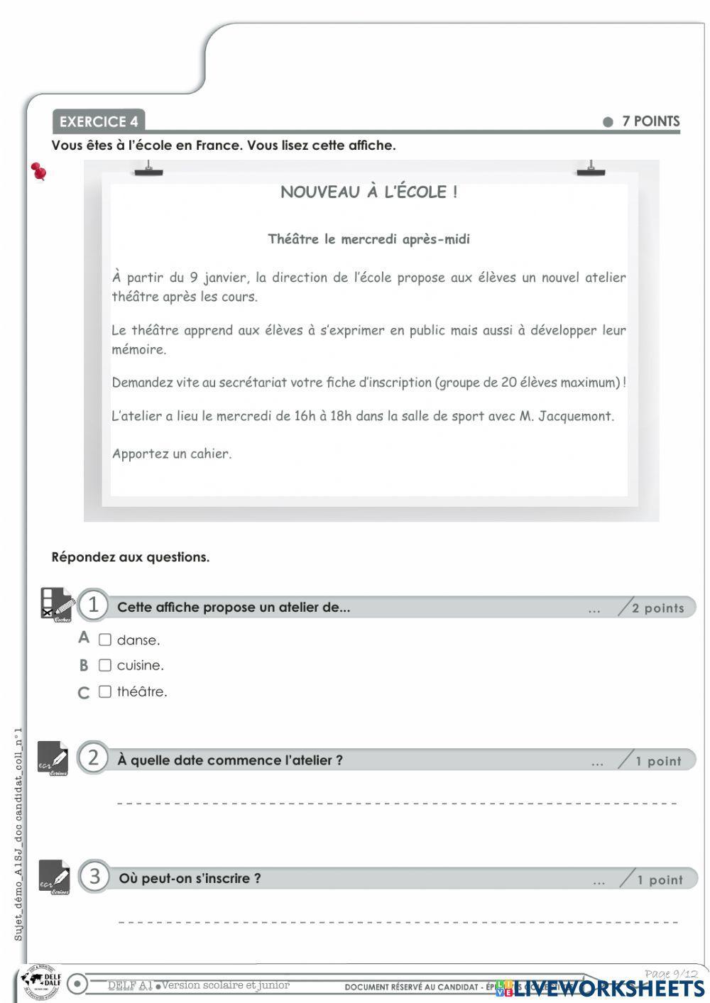 Exemple DELFJunior A1 - Partie 2 - CE et PE