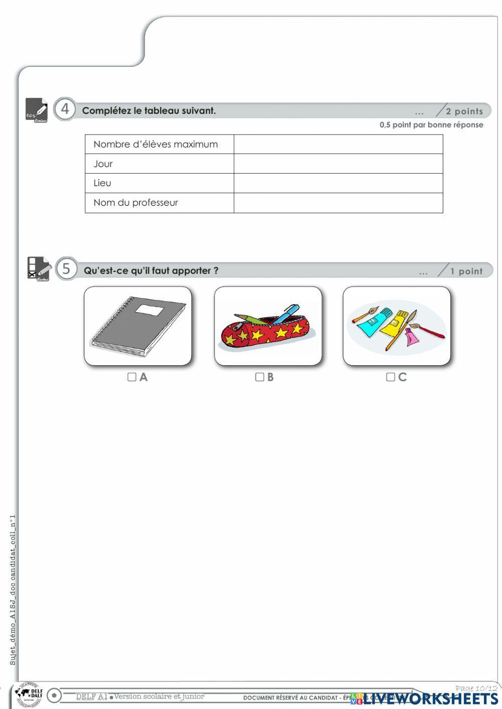 Exemple DELFJunior A1 - Partie 2 - CE et PE