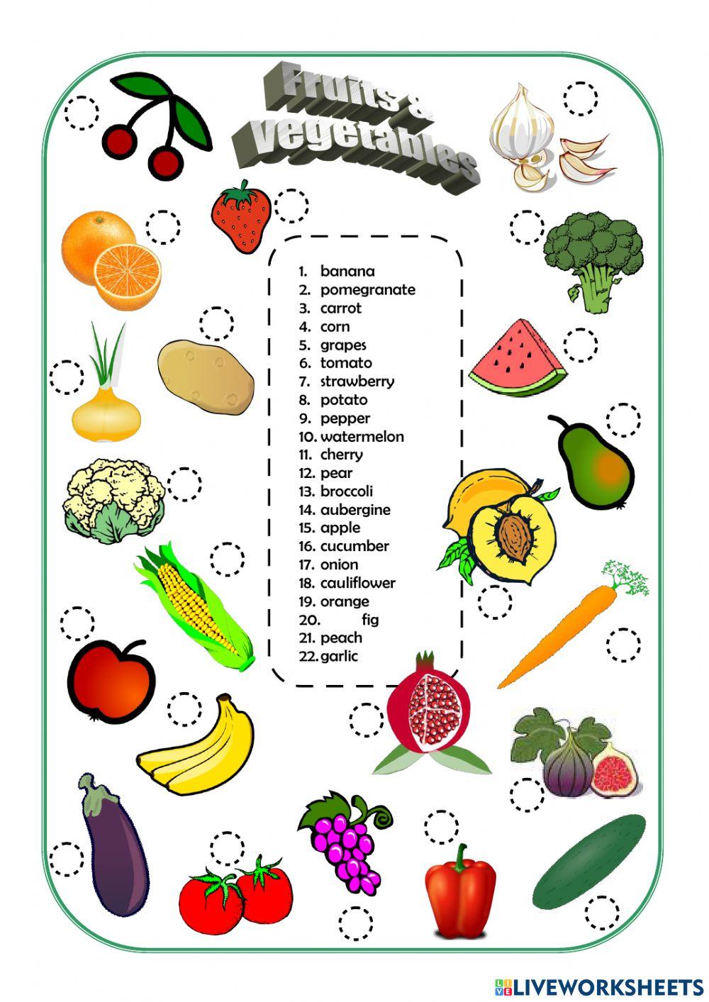 Food and health - Worksheet 1