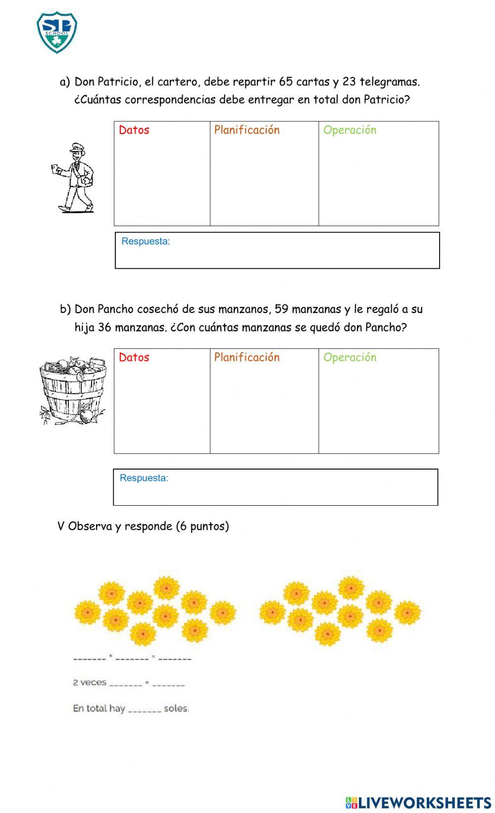 Evaluación sumativa matemática