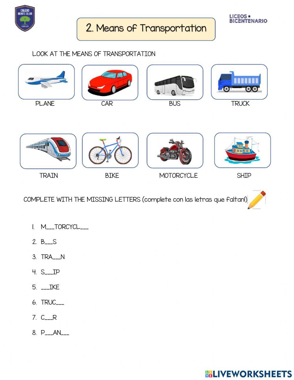 WEATHER MEANS OF TRANSPORTATION AND PLACES IN TOWN online exercise for WEATHER MEANS OF TRANSPORTATION AND PLACES IN TOWN online exercise for
