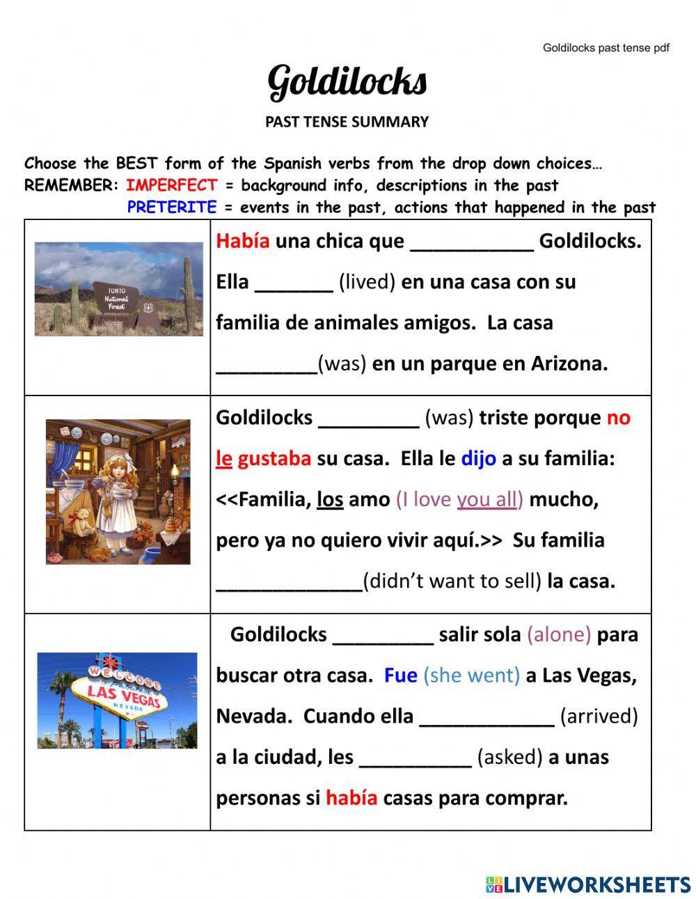 8.5 Goldilocks past tense
