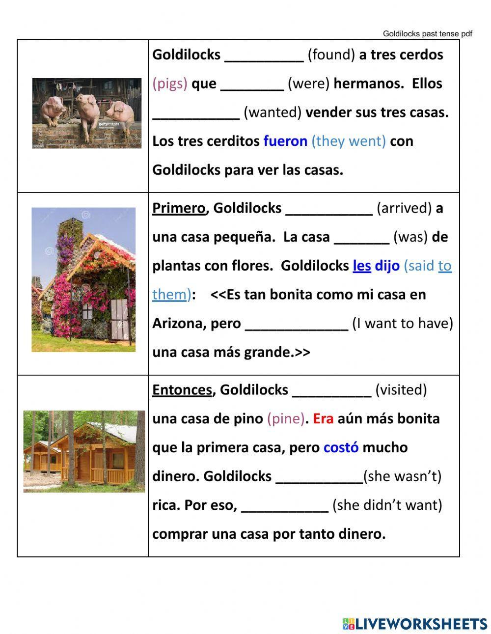 8.5 Goldilocks past tense