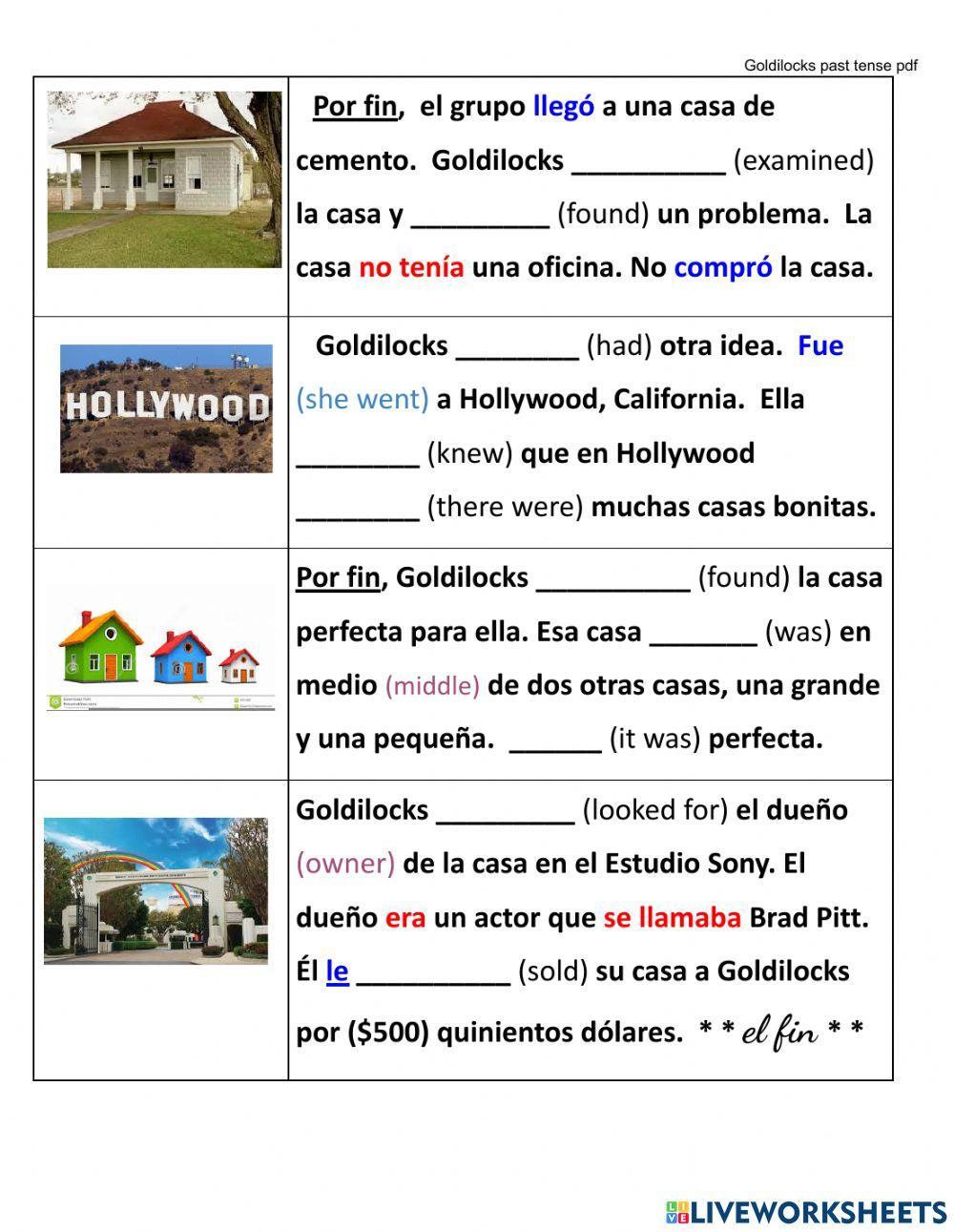 8.5 Goldilocks past tense