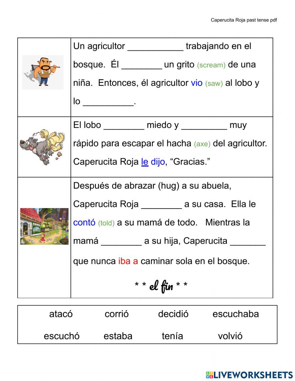 Caperucita Roja past tense