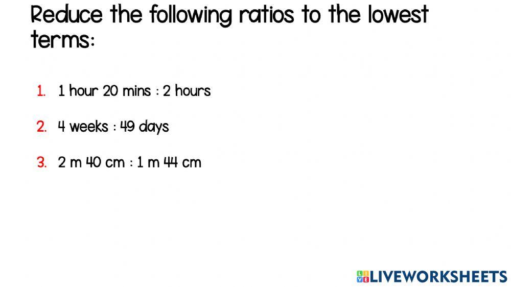 Simplifying Ratios