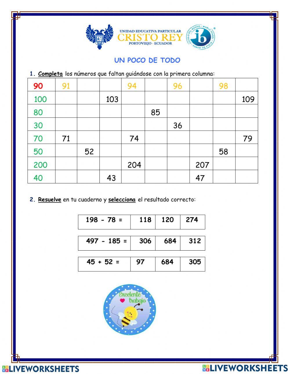 Los números y operaciones