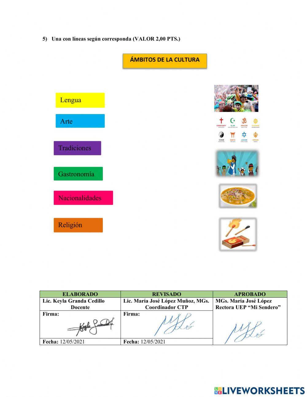 Evaluación diagnóstica - quinto año