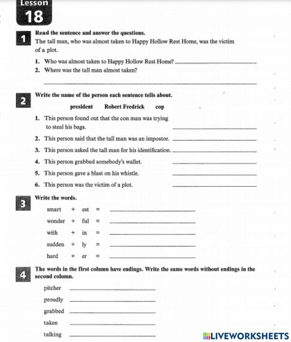 Lesson 18 online worksheet Live Worksheets