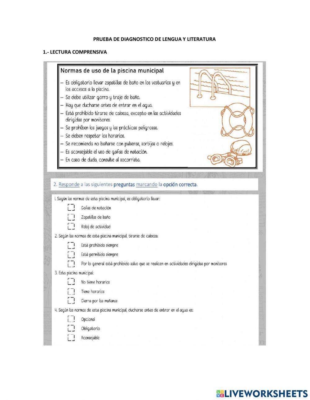 Prueba de diagnostico de lengua