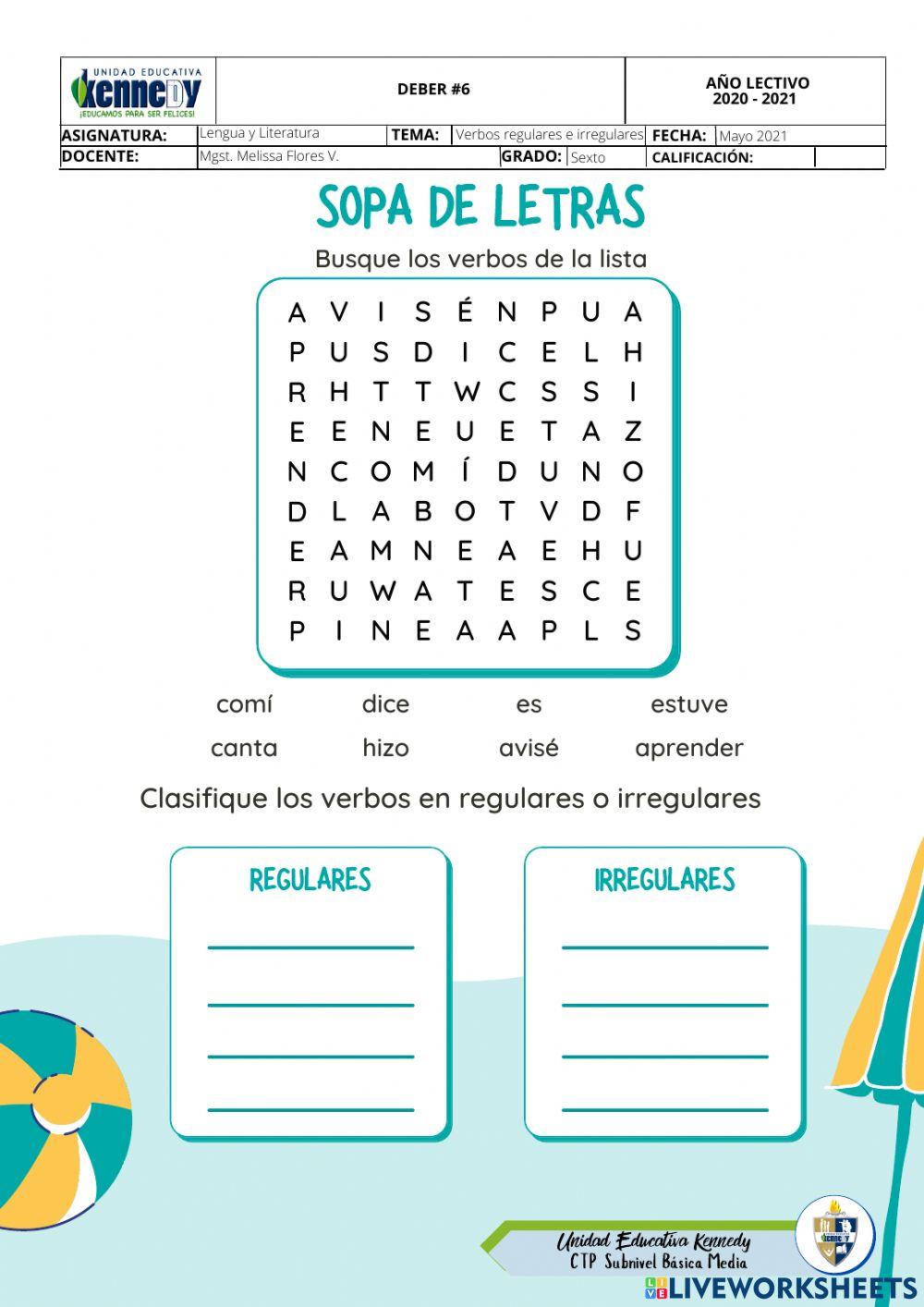 Verbos regulares e irregulares